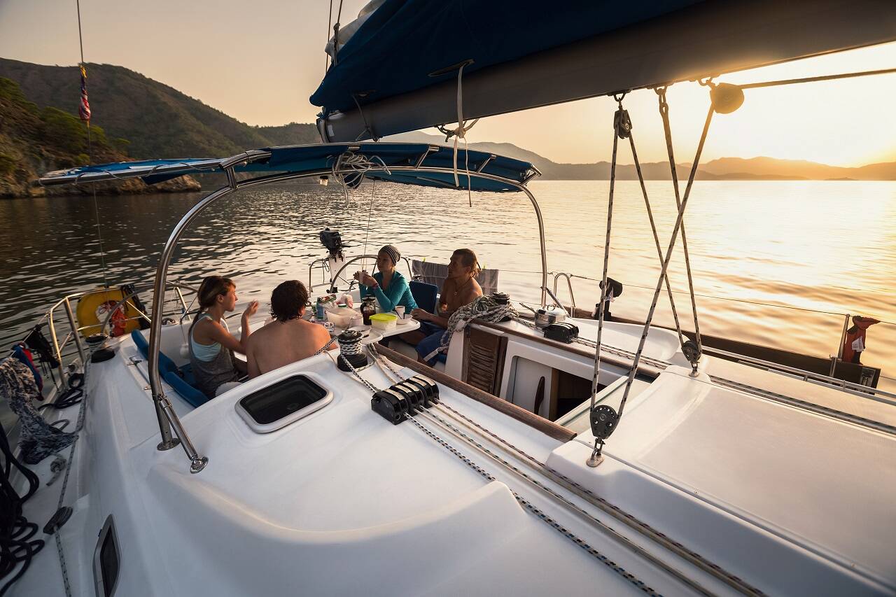 Peaceful dinner on a boat