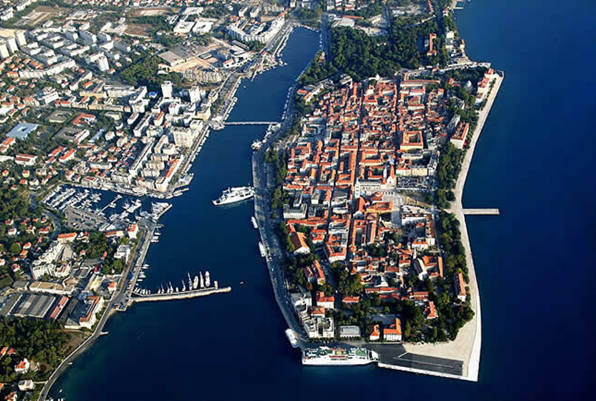Airview of Zadar city centre and marina to the left (Photo by marinazadar.com)